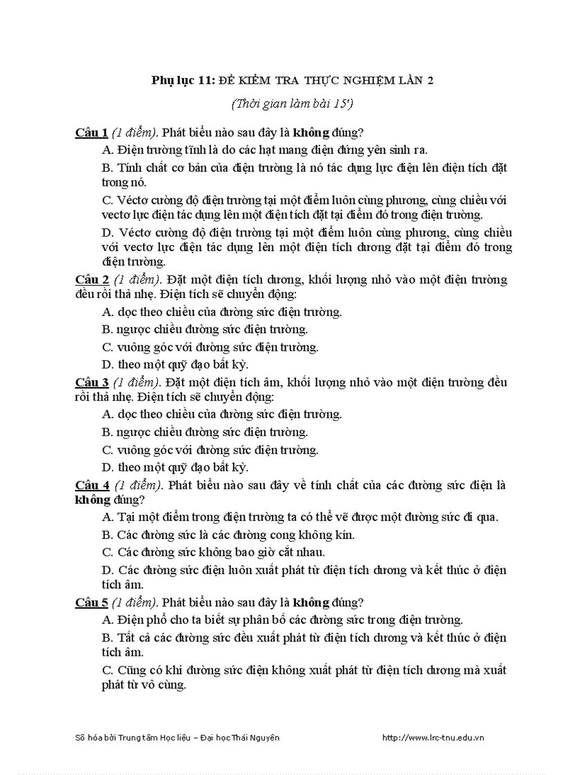 image for page Tổ chức TN trực diện nhằm kích thích hứng thú học tập phát huy tính tích cực tự lực cho HS dân tộc nội trú khi dạy phần Điện tích Điện trường và Dòng điện không đổi vật lý 1