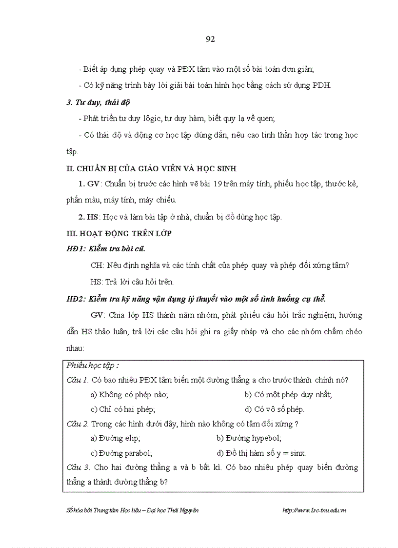 image for page Vận dụng quan điểm sư phạm tương tác vào dạy học nội dung Phép dời hình và phép đồng dạng trong mặt phẳng Hình học 11 nâng cao trường trung học phổ thông