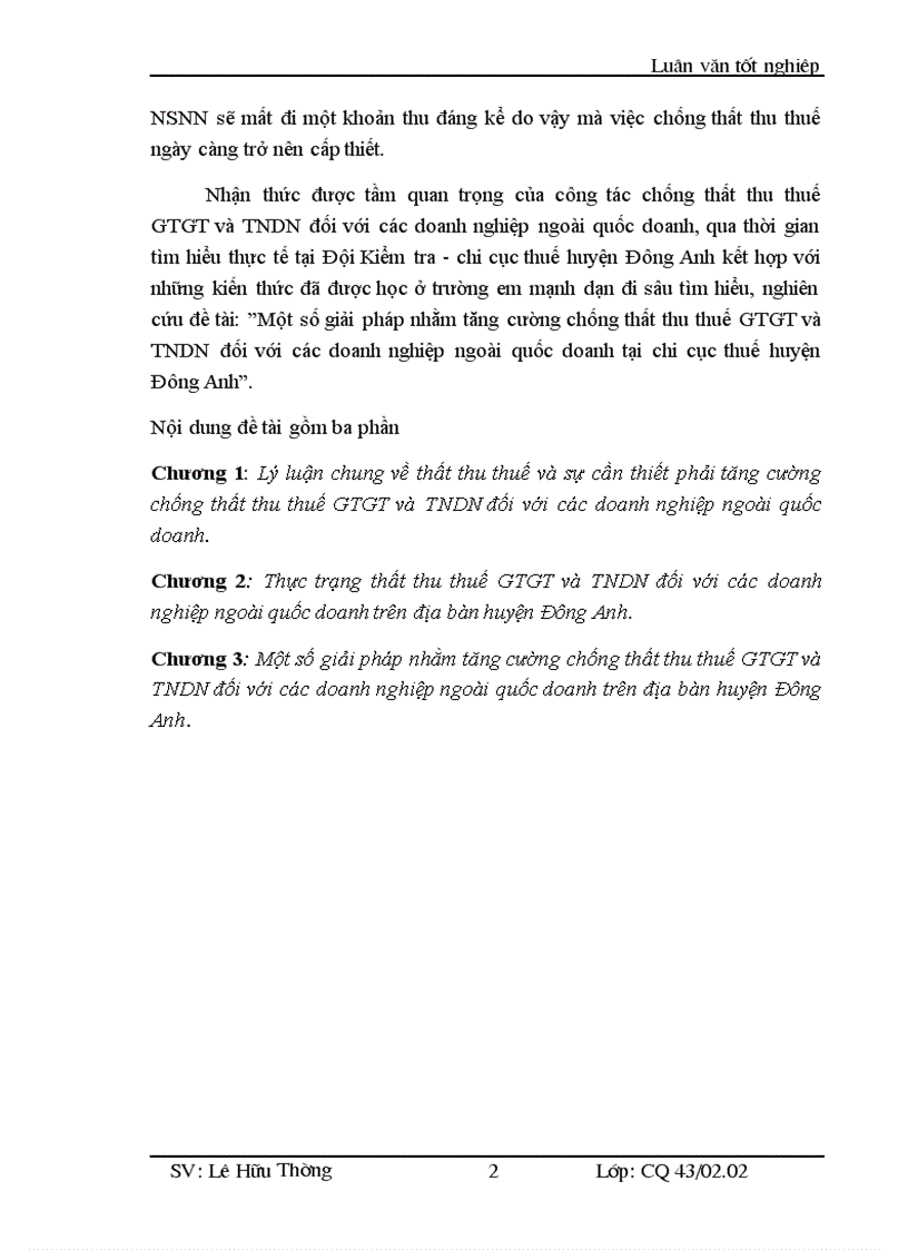 image for page Các giải pháp tăng cường chống thất thu thuế GTGT và TNDN đối với các doanh nghiệp ngoài quốc doanh tại chi cục thuế huyện Đông Anh