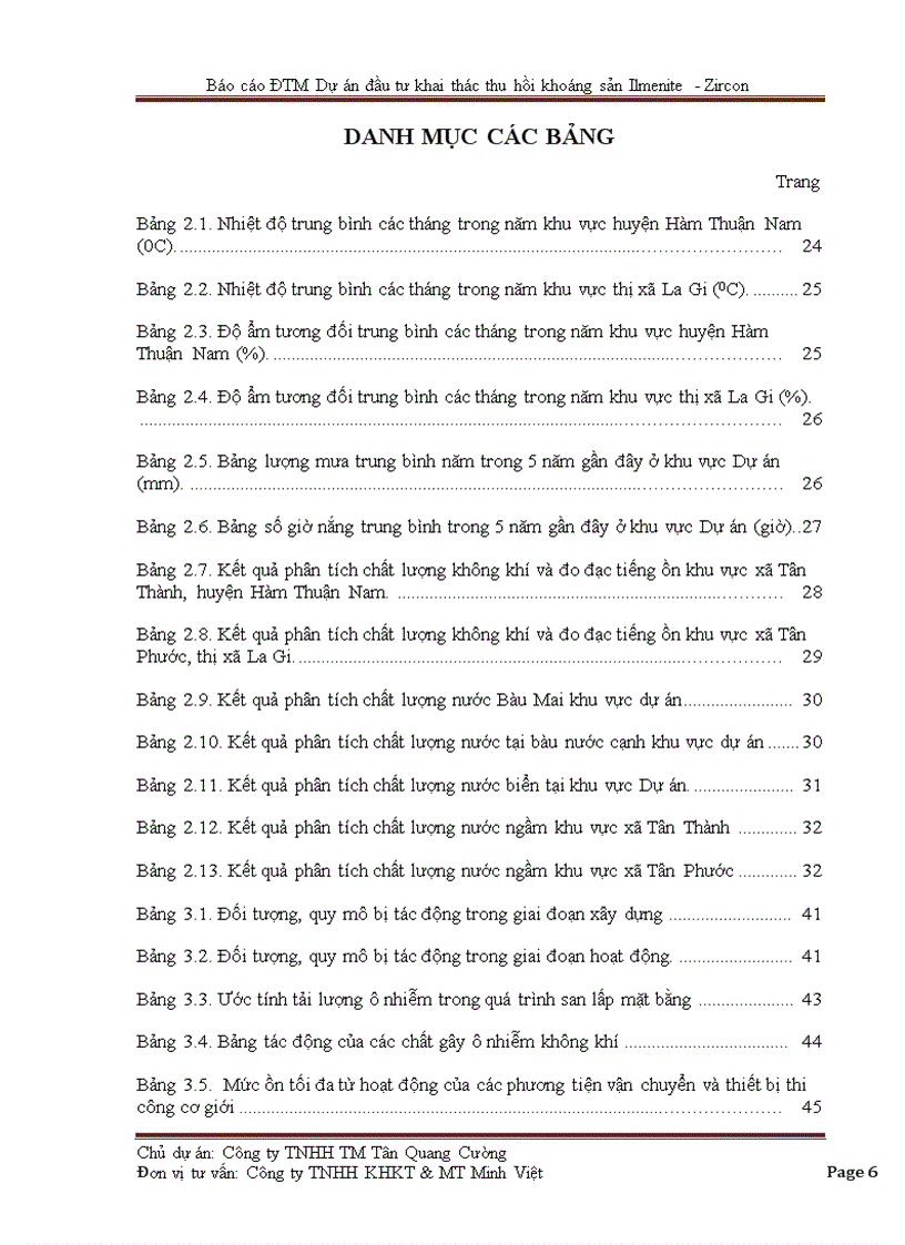 image for page Báo cáo ĐTM Dự án đầu tư khai thác thu hồi khoáng sản Ilmenite Zircon 94trang