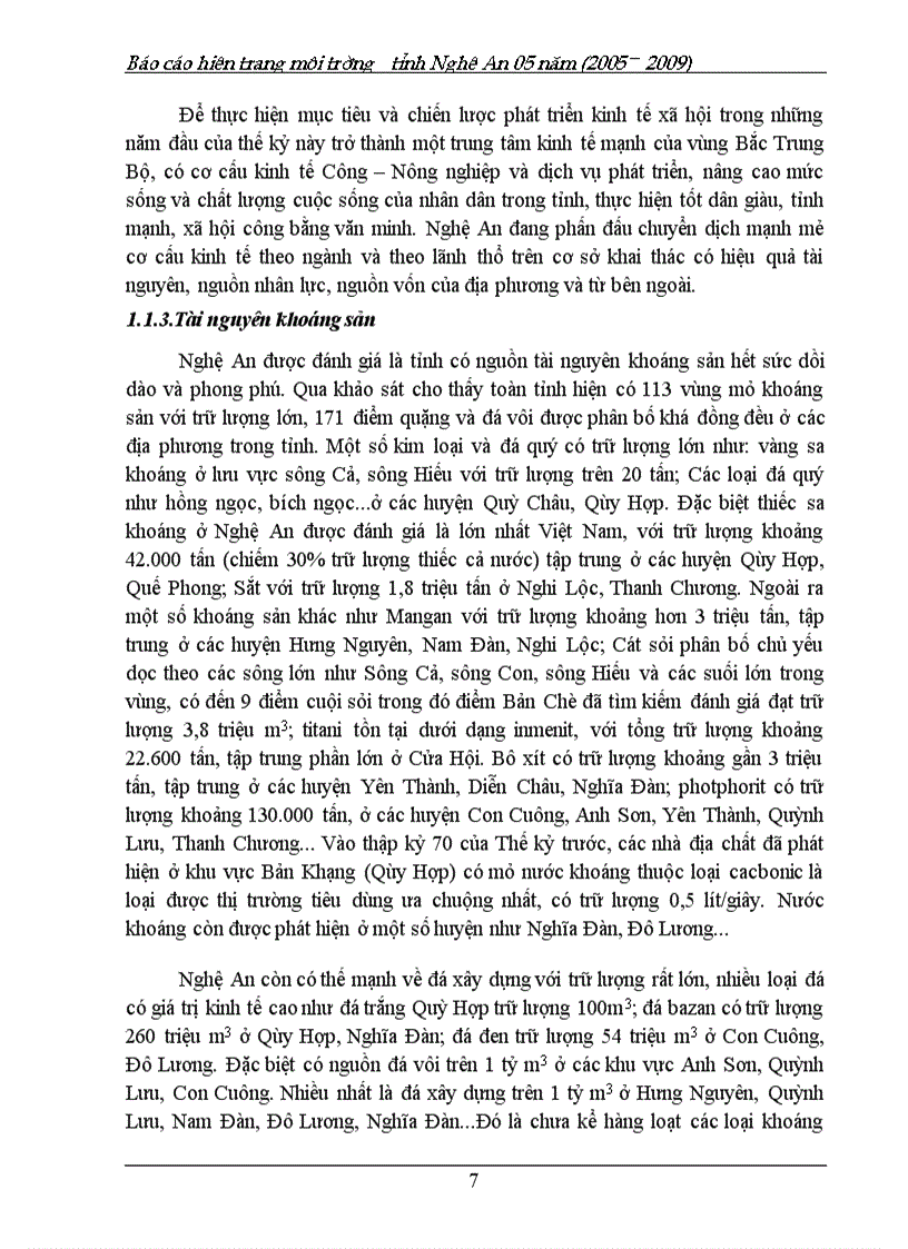 image for page Báo cáo hiện trạng môi trường tỉnh Nghệ An giai đoạn 2005 2009 156trang