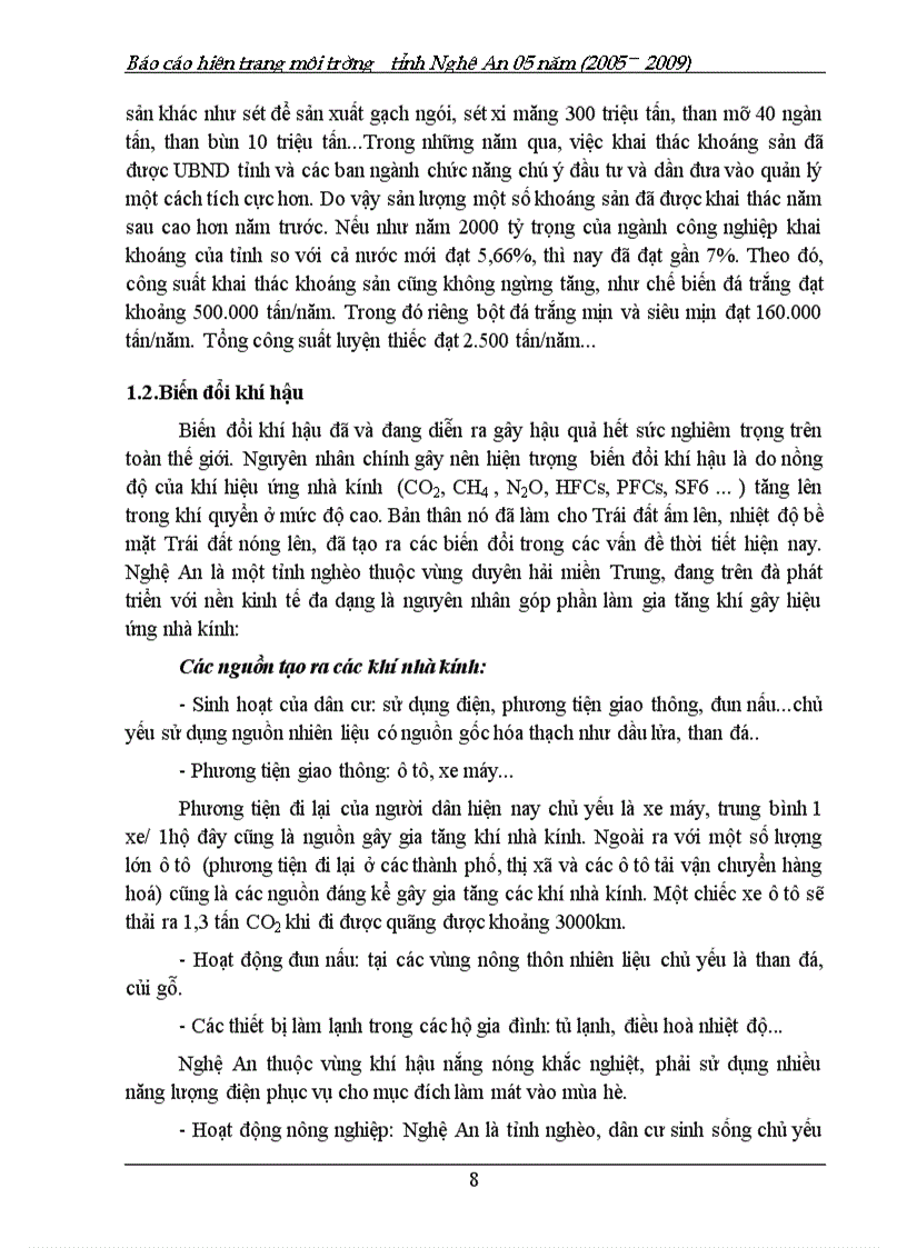 image for page Báo cáo hiện trạng môi trường tỉnh Nghệ An giai đoạn 2005 2009 156trang