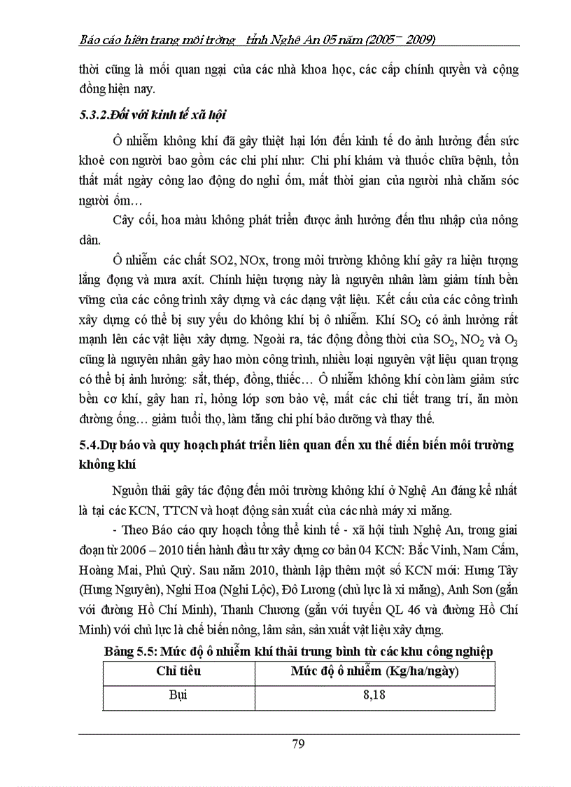 image for page Báo cáo hiện trạng môi trường tỉnh Nghệ An giai đoạn 2005 2009 156trang