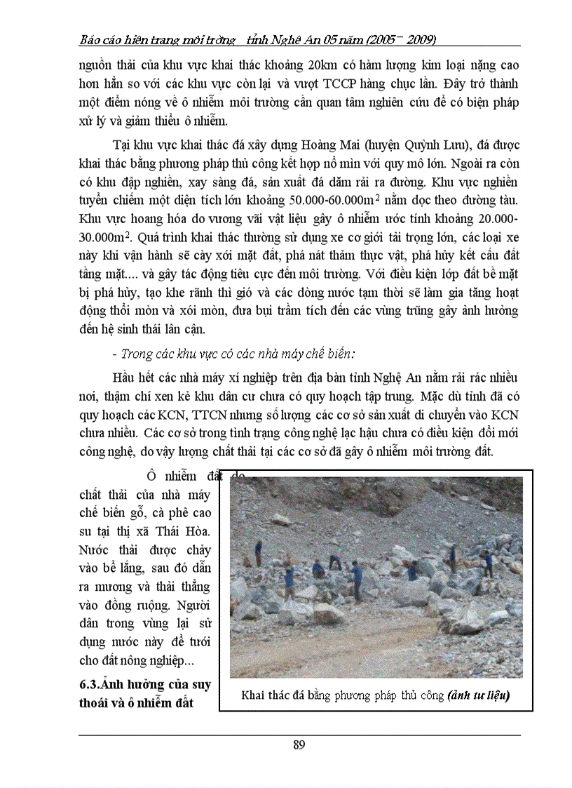 image for page Báo cáo hiện trạng môi trường tỉnh Nghệ An giai đoạn 2005 2009 156trang