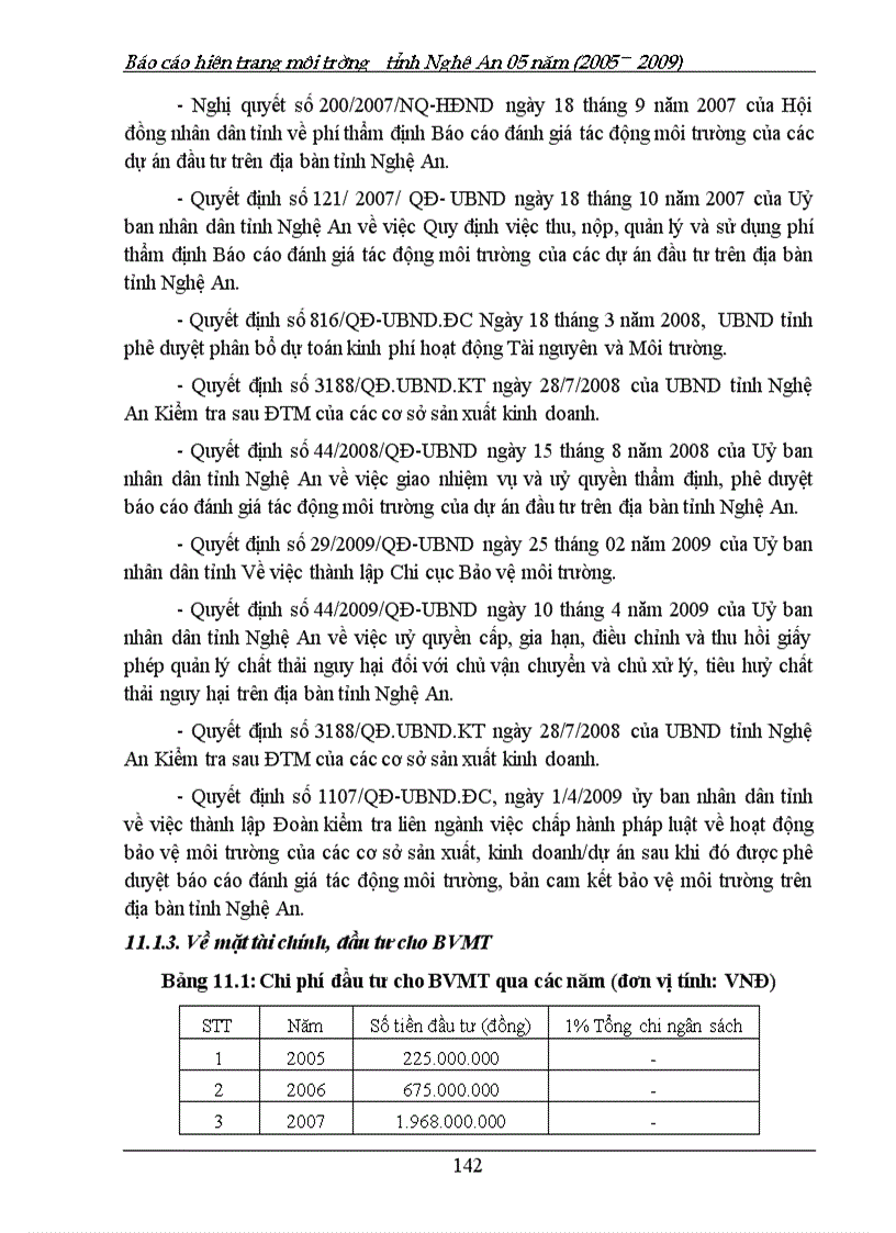 image for page Báo cáo hiện trạng môi trường tỉnh Nghệ An giai đoạn 2005 2009 156trang