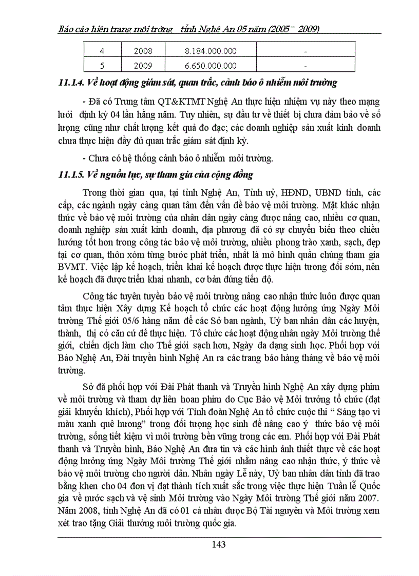 image for page Báo cáo hiện trạng môi trường tỉnh Nghệ An giai đoạn 2005 2009 156trang