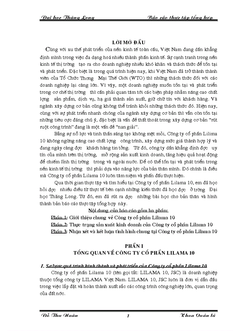 image for page Thực trạng hoạt động sản xuất kinh doanh của công ty cổ phần lilama 10