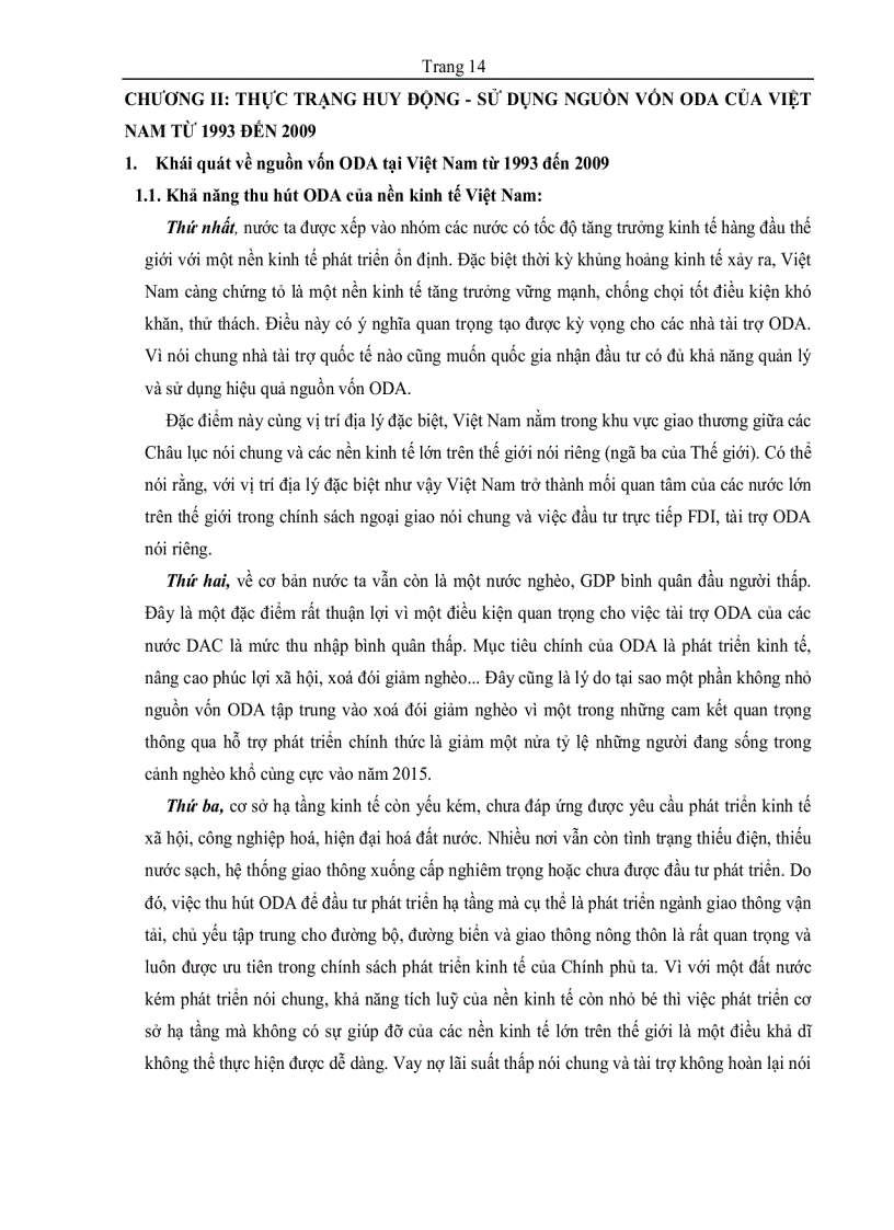 image for page Đánh giá thực trạng huy động và sử dụng nguồn vốn hỗ trợ phát triển ODA ở Việt Nam giai đoạn 1993 2009