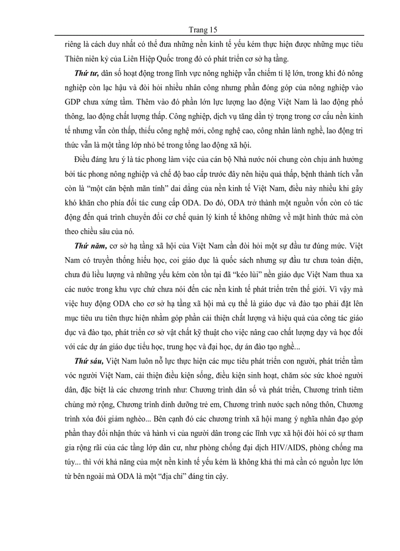 image for page Đánh giá thực trạng huy động và sử dụng nguồn vốn hỗ trợ phát triển ODA ở Việt Nam giai đoạn 1993 2009