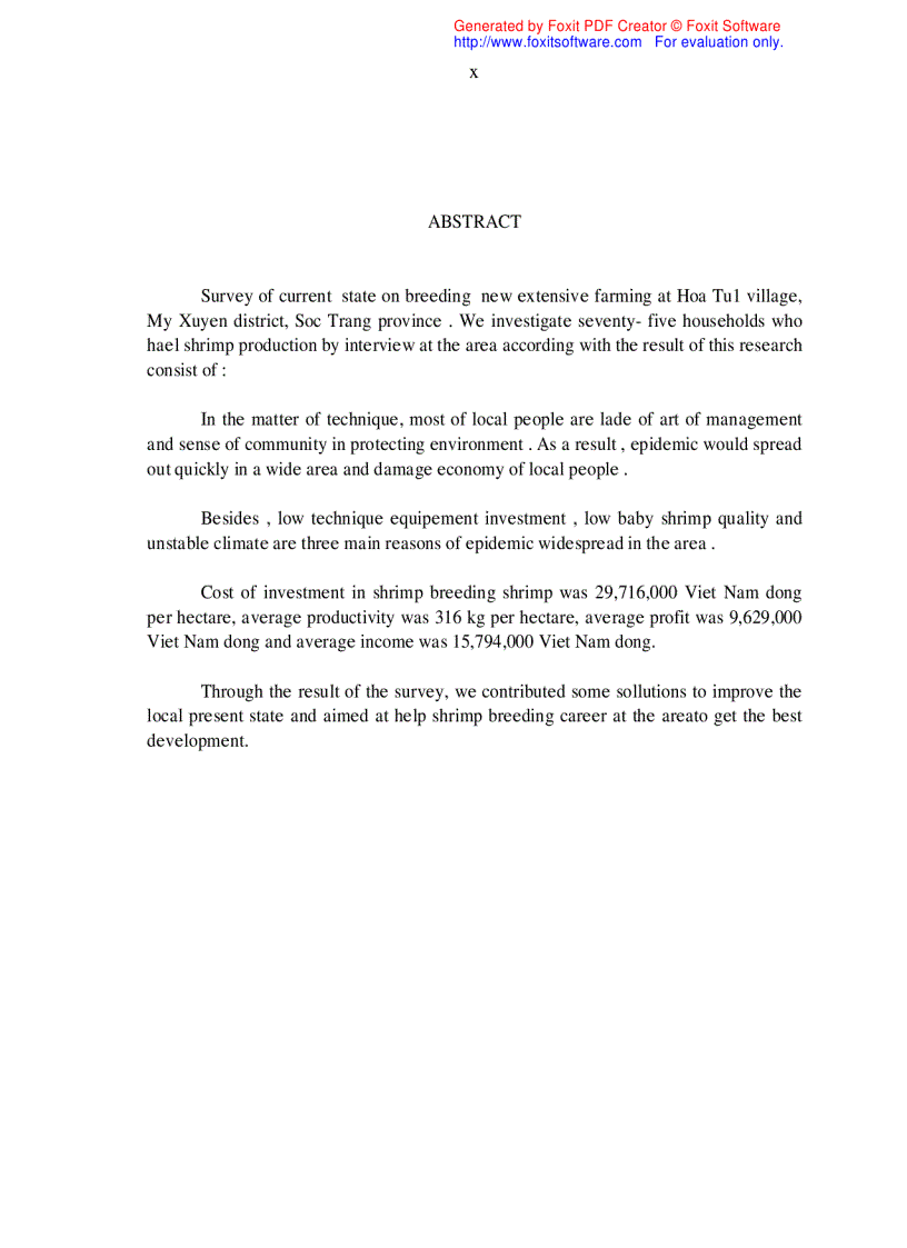 image for page Khảo sát nghề nuôi tôm sú Penaeus monodon quảng canh cải tiến tại xã Hòa Tú I huyện Mỹ Xuyên tỉnh Sóc Trăng