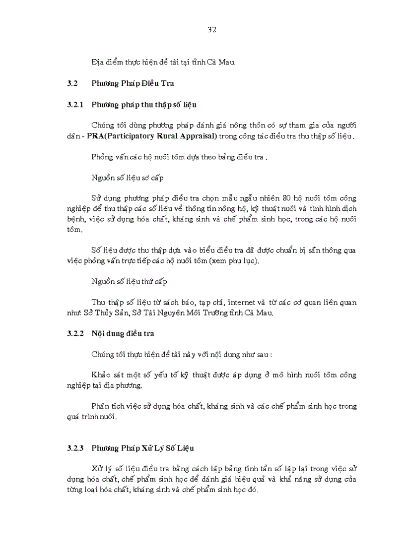 image for page Khảo sát hiện trạng sử dụng hóa chất kháng sinh và chế phẩm sinh học trong nuôi tôm sú công nghiệp tại tỉnh Cà Mau