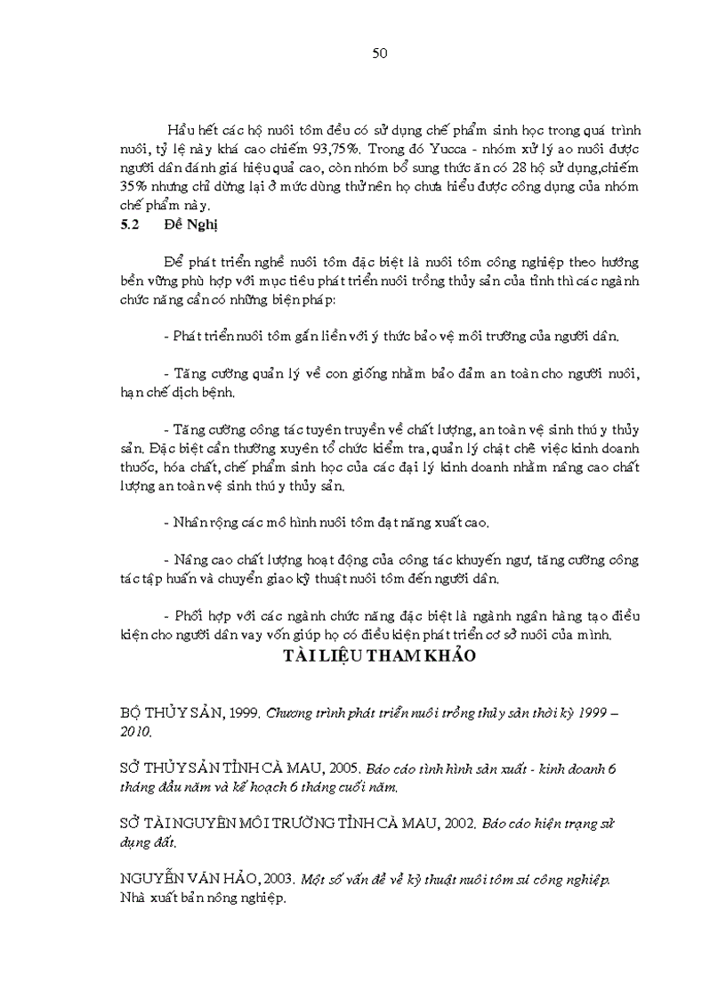 image for page Khảo sát hiện trạng sử dụng hóa chất kháng sinh và chế phẩm sinh học trong nuôi tôm sú công nghiệp tại tỉnh Cà Mau