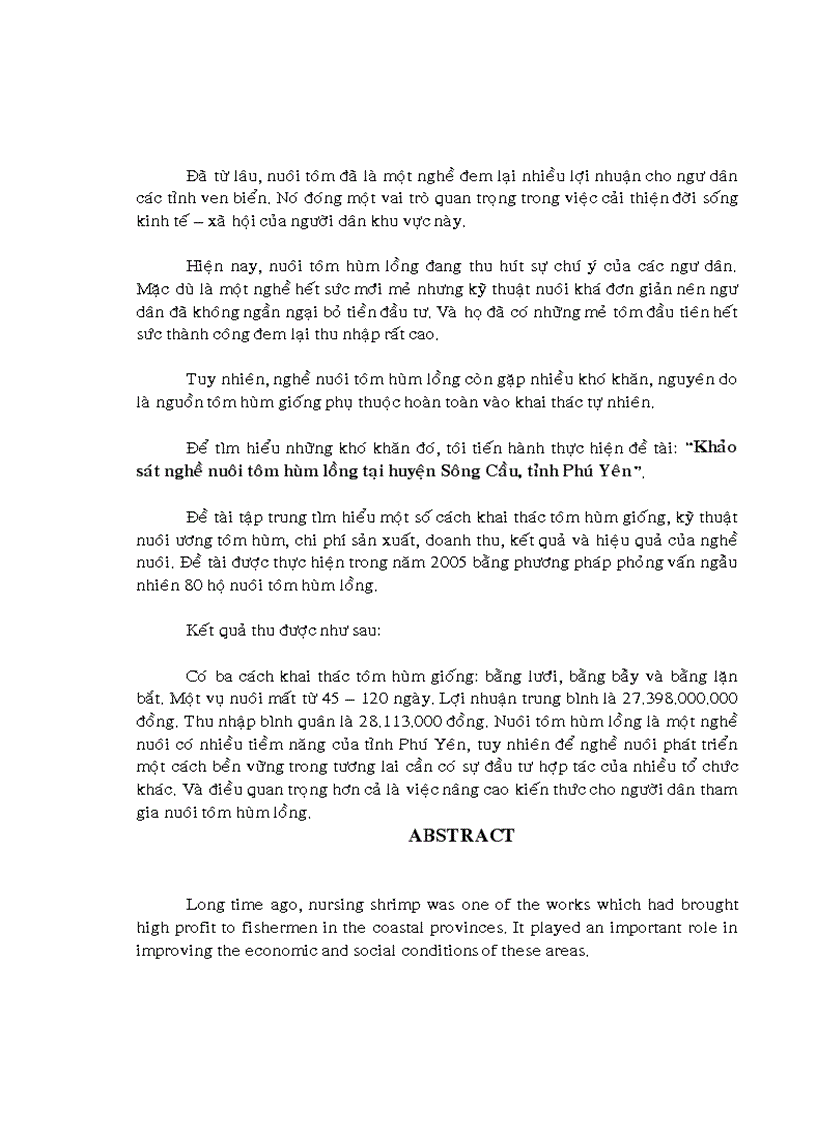 image for page Khảo sát nghề nuôi tôm hùm lồng tại huyện Sông Cầu tỉnh Phú Yên