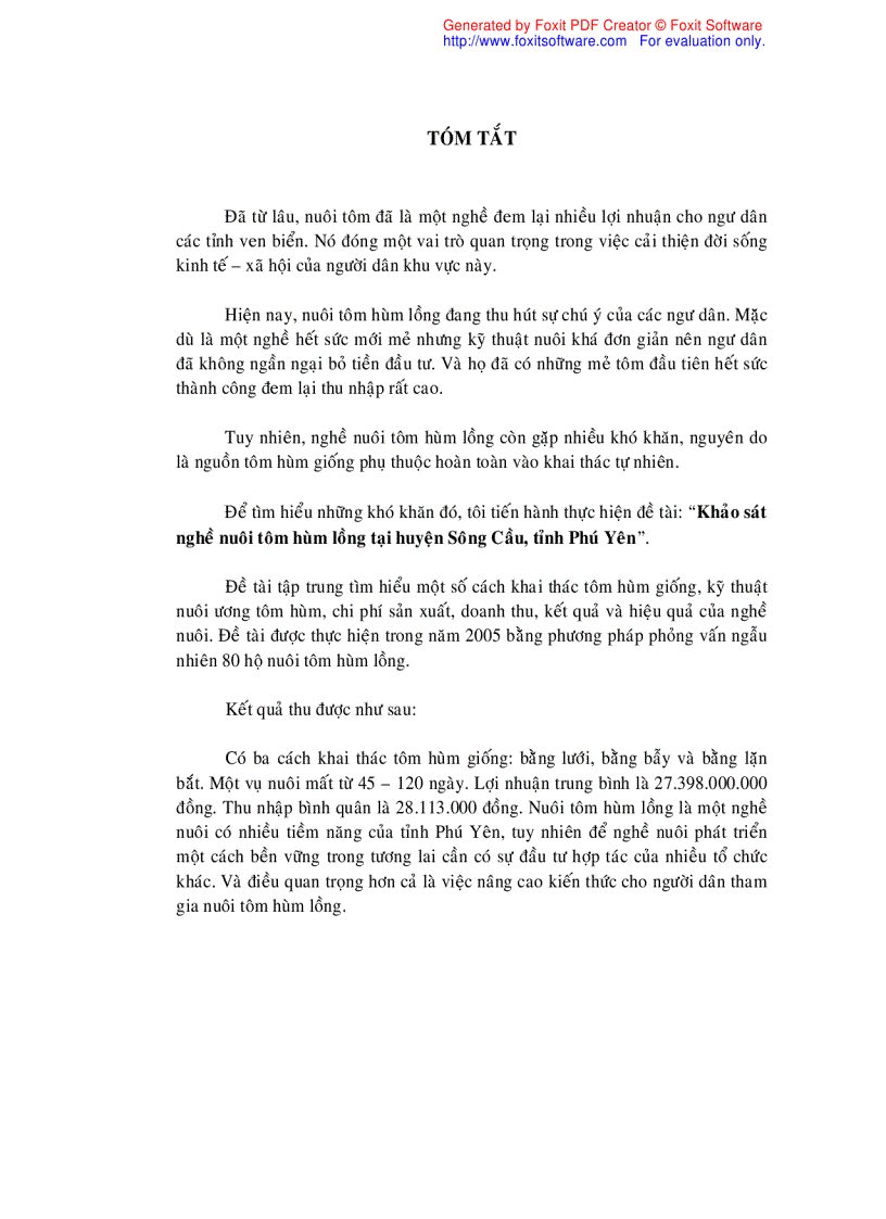 image for page Khảo sát nghề nuôi tôm hùm lồng tại huyện Sông Cầu tỉnh Phú Yên