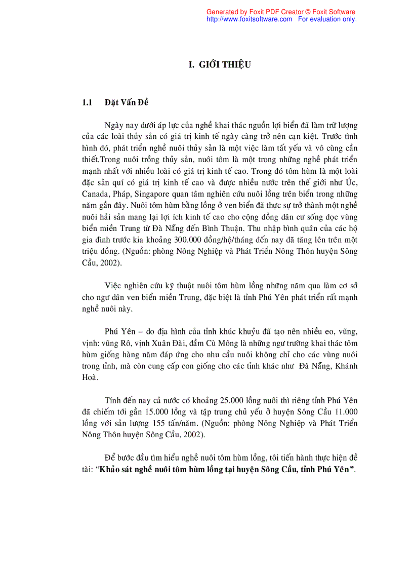 image for page Khảo sát nghề nuôi tôm hùm lồng tại huyện Sông Cầu tỉnh Phú Yên