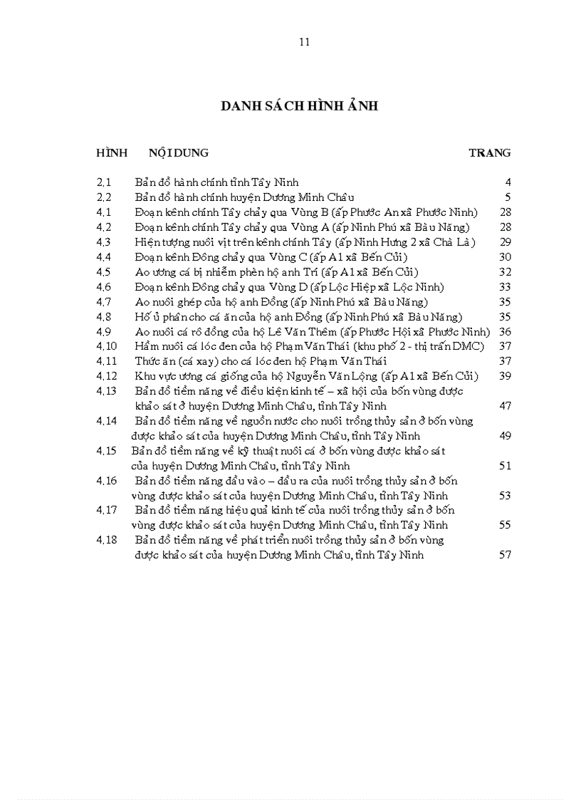 image for page Đánh giá hiện trạng và tiềm năng phát triển nuôi trồng thủy sản dựa vào hệ thống kênh thủy lợi ở huyện Dương Minh Châu tỉnh Tây Ninh