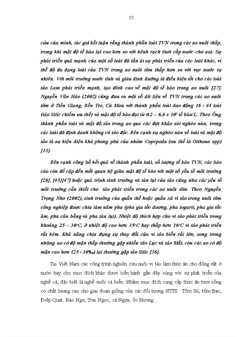 image for page Biến động thành phần loài và số lượng thực vật nổi trong ao nuôi tôm Sú tại Khánh Hòa