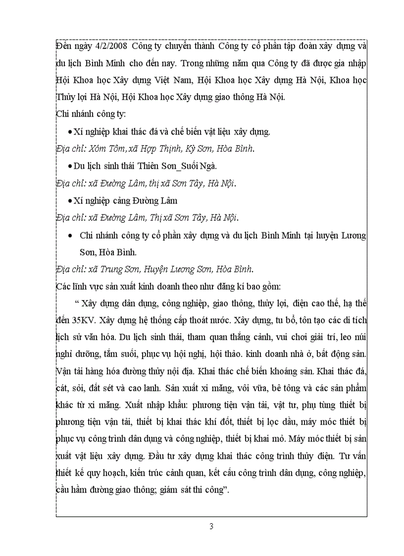image for page Báo cáo thực tập Phân tích nguồn vốn của công ty Cổ phần xây dựng và du lịch Bình Minh