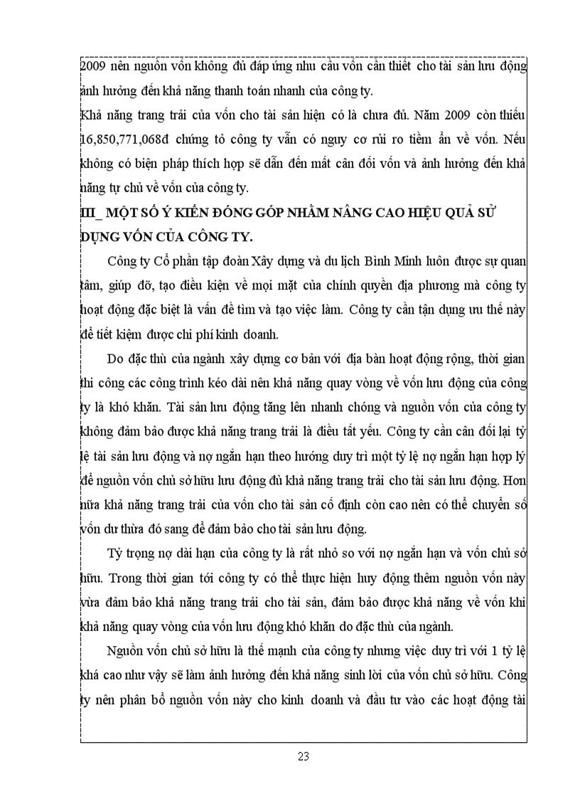 image for page Báo cáo thực tập Phân tích nguồn vốn của công ty Cổ phần xây dựng và du lịch Bình Minh