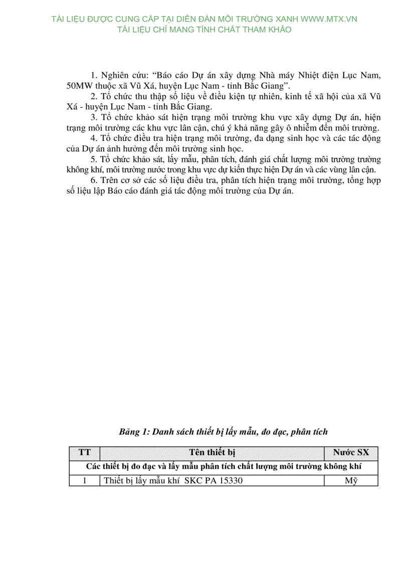 image for page Đánh giá tác động môi trường dự án xây dựng Nhà máy nhiệt điện Lục Nam 50MW Xã Vũ Xá huyện Lục Nam tỉnh Bắc Giang