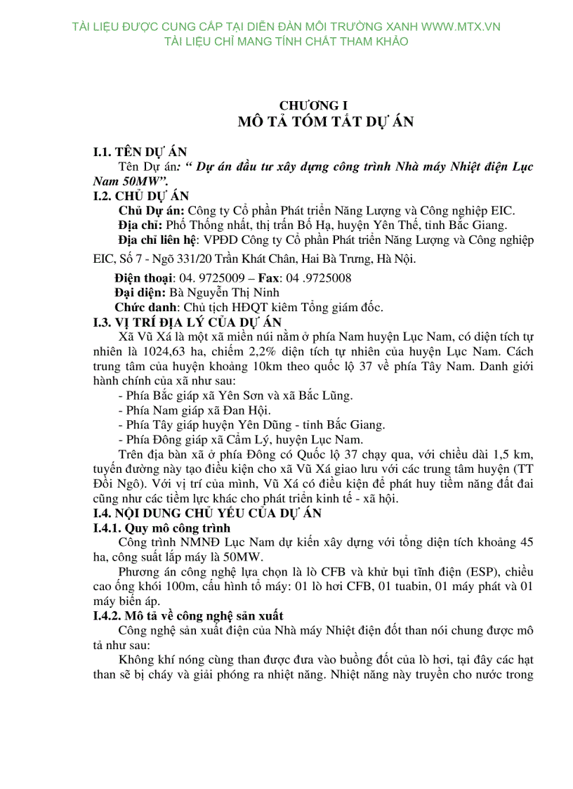 image for page Đánh giá tác động môi trường dự án xây dựng Nhà máy nhiệt điện Lục Nam 50MW Xã Vũ Xá huyện Lục Nam tỉnh Bắc Giang