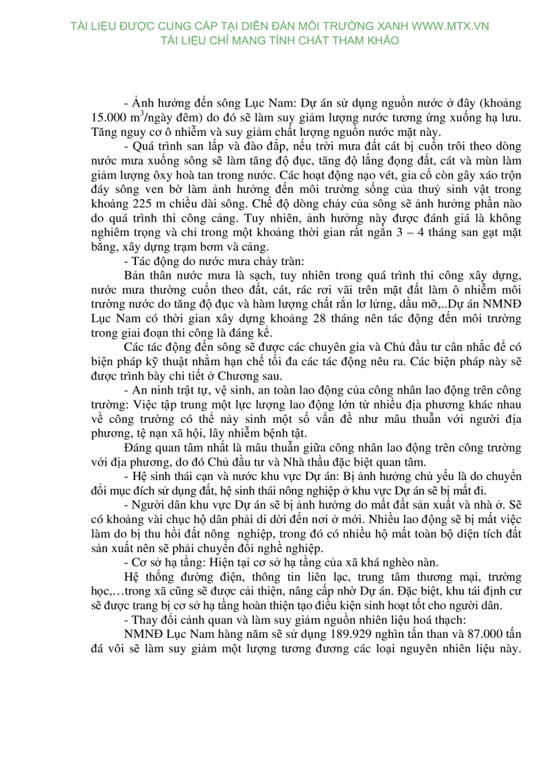 image for page Đánh giá tác động môi trường dự án xây dựng Nhà máy nhiệt điện Lục Nam 50MW Xã Vũ Xá huyện Lục Nam tỉnh Bắc Giang