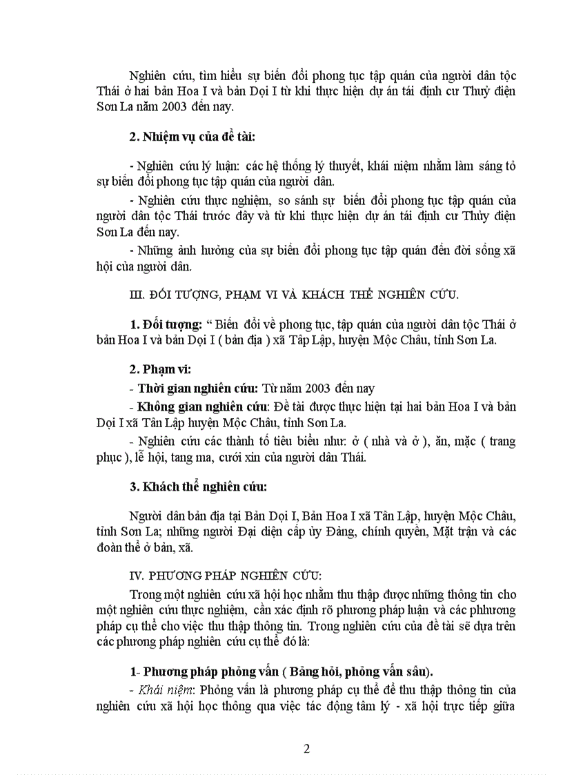 image for page Những biến đổi phong tục tập quán của người dân tộc Thái ở hai bản Hoa I và bản Dọi I từ khi thực hiện dự án tái định cư Thuỷ điện Sơn La năm 2003 đến nay