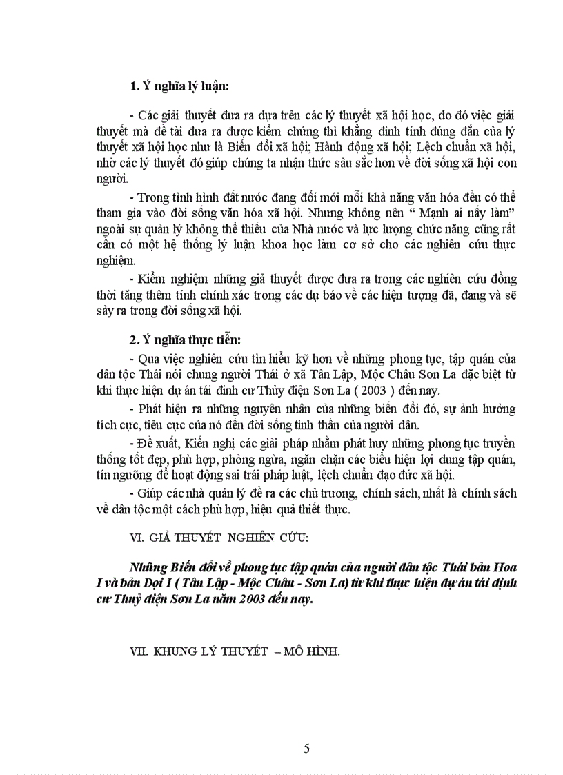 image for page Những biến đổi phong tục tập quán của người dân tộc Thái ở hai bản Hoa I và bản Dọi I từ khi thực hiện dự án tái định cư Thuỷ điện Sơn La năm 2003 đến nay