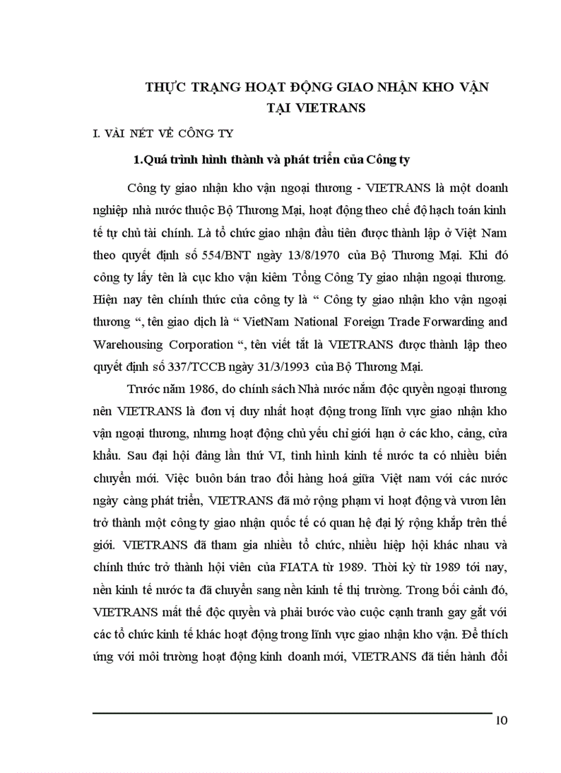 image for page Tình hình hoạt động kinh doanh dịch vụ giao nhận kho vận tại Vietrans