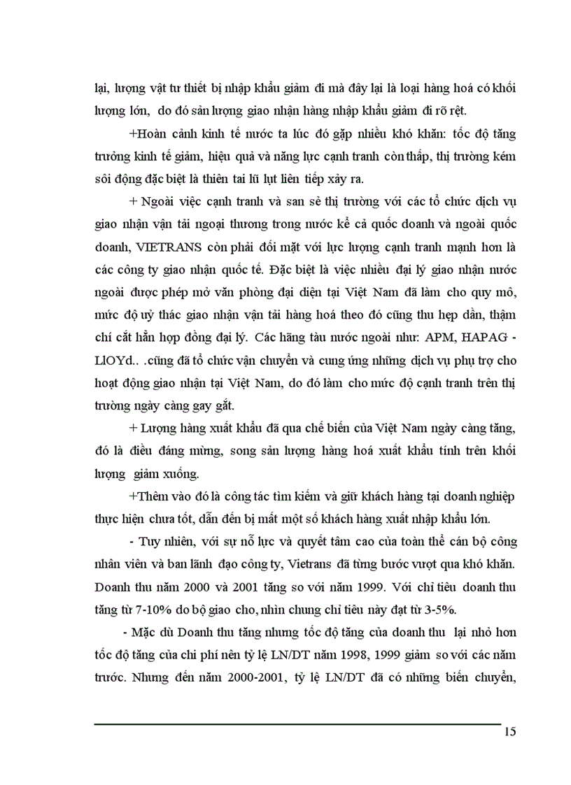 image for page Tình hình hoạt động kinh doanh dịch vụ giao nhận kho vận tại Vietrans