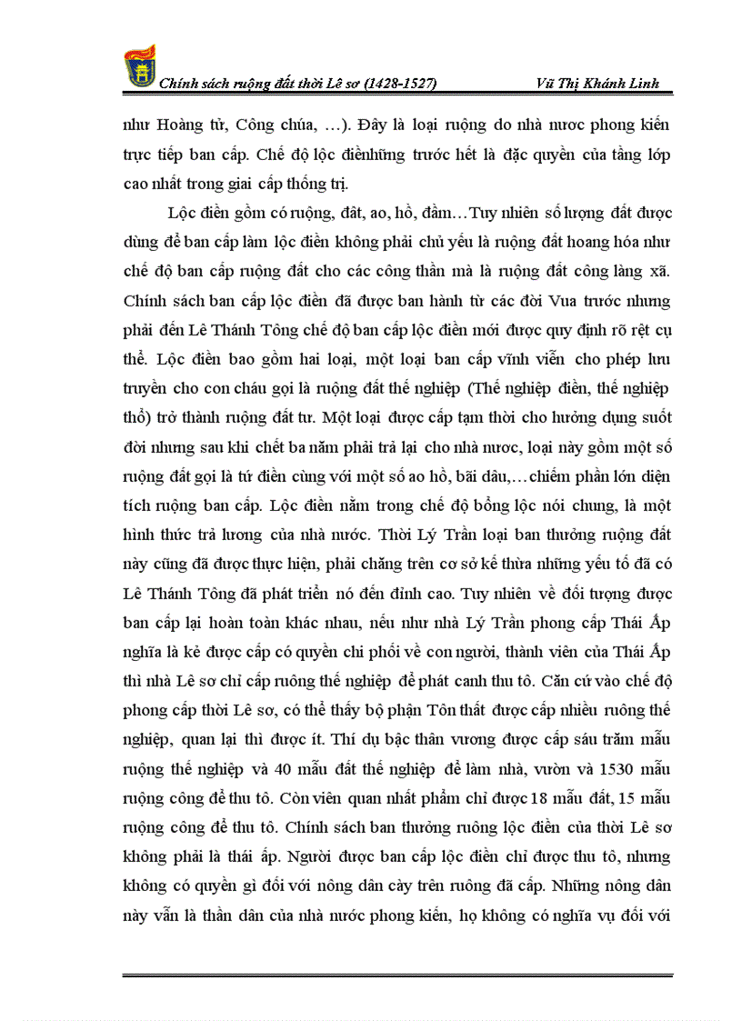 image for page Chính sách ruộng đất thời Lê sơ 1428 1527