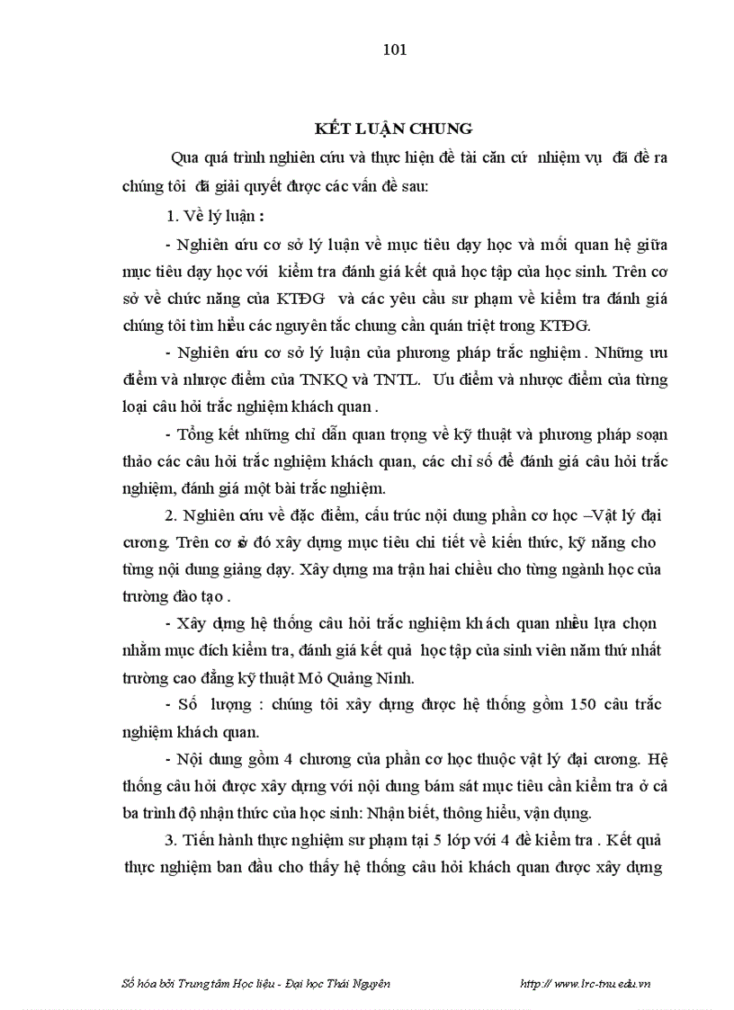 image for page Nghiên cứu xây dựng hệ thống câu hỏi trắc nghiệm để kiểm tra đánh giá kết quả học tập phần Cơ học Vật lý đại cương của sinh viên trường Cao đẳng Kỹ thuật Mỏ Quảng Ninh