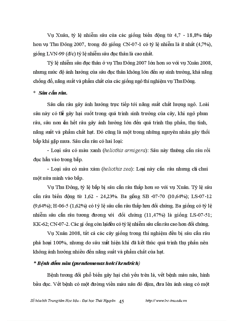 image for page Nghiên cứu khả năng sinh trưởng phát triển và năng suất của một số giống ngô lai tại tỉnh Thái Nguyên