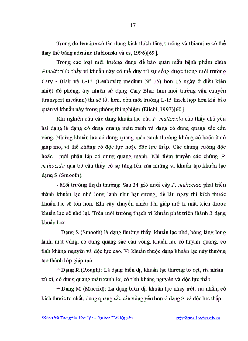 image for page Nghiên cứu một sổ đặc điểm dịch tễ bệnh tụ huyết trùng ở lợn đặc điểm sinh vật học của vi khuẩn PASTEURELLA MULTOCIDA gây bệnh tụ huyết trùng ở lợn tại Tỉnh Phú Thọ và Biện pháp phòn