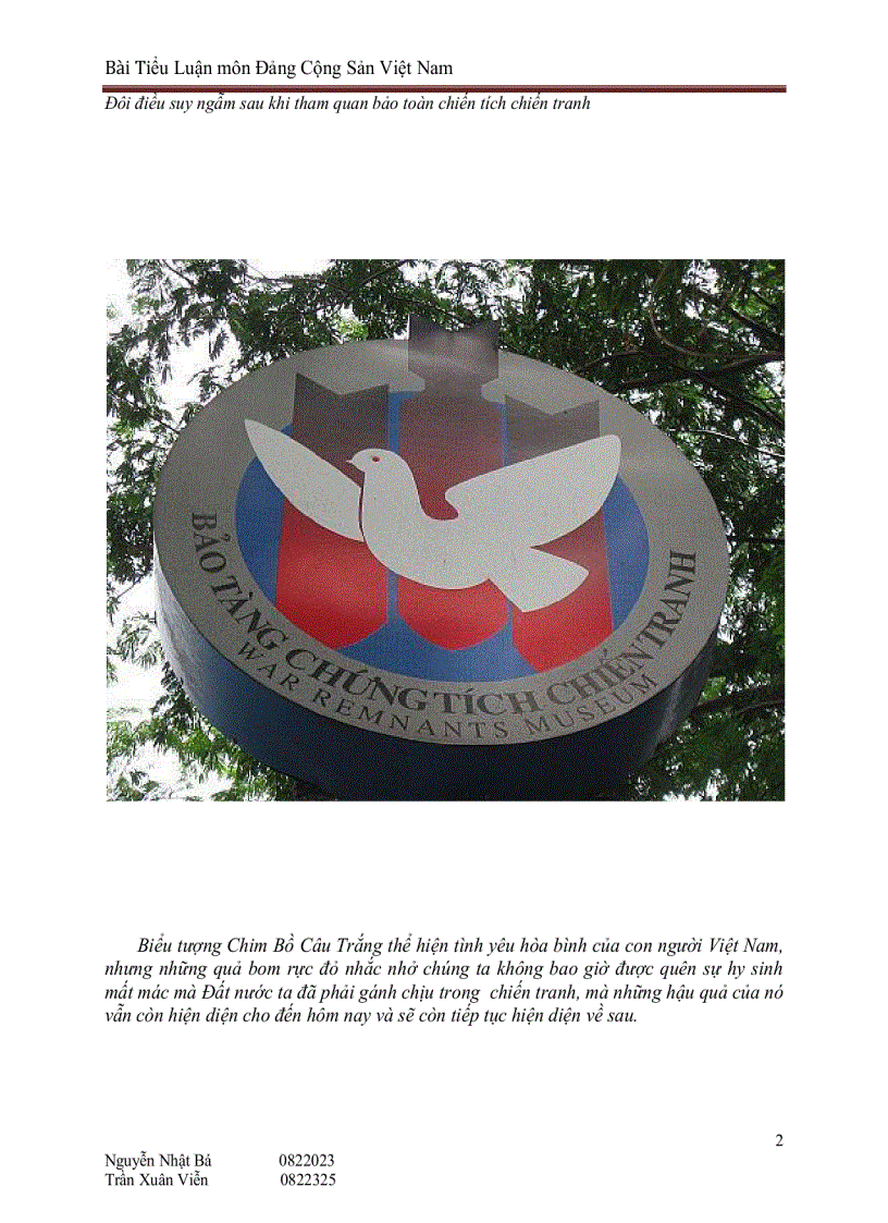 image for page Tiểu luận Bài thu hoạch Sau Khi Tham Quan Bảo Tàng Chiến Tích Chiến Tranh Tp Hồ Chí Minh