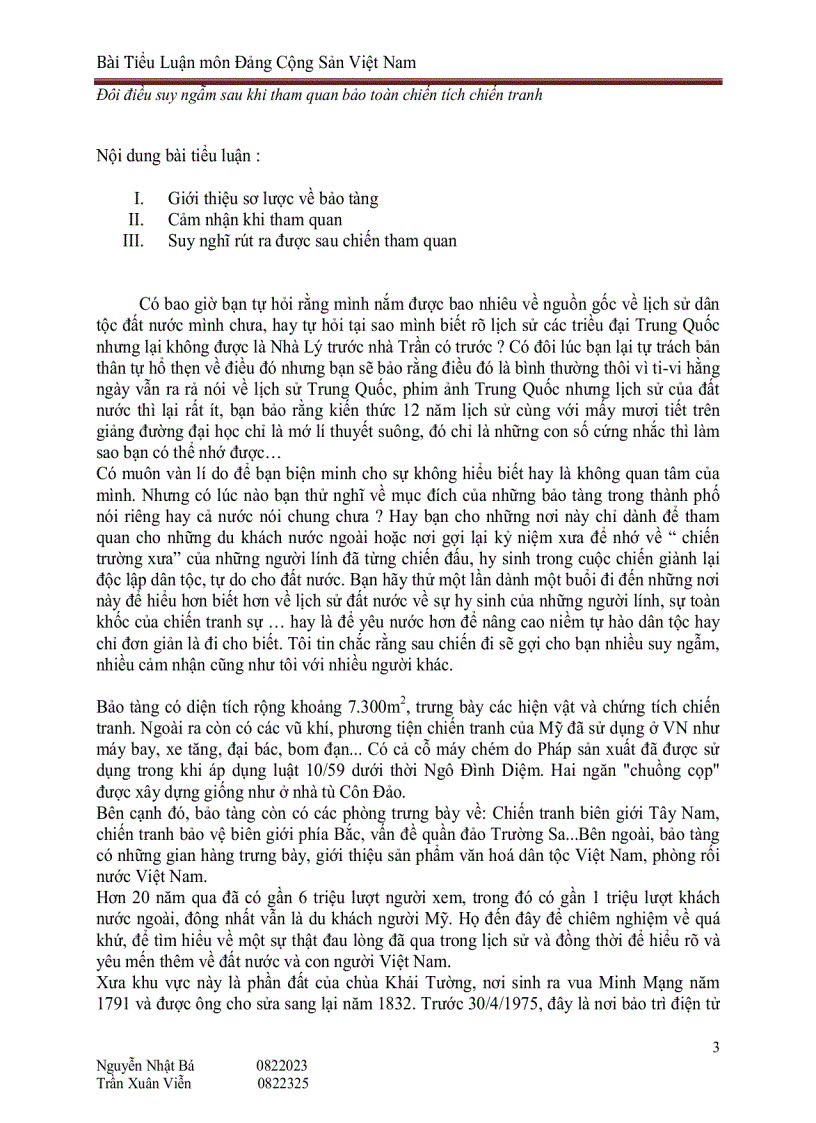 image for page Tiểu luận Bài thu hoạch Sau Khi Tham Quan Bảo Tàng Chiến Tích Chiến Tranh Tp Hồ Chí Minh