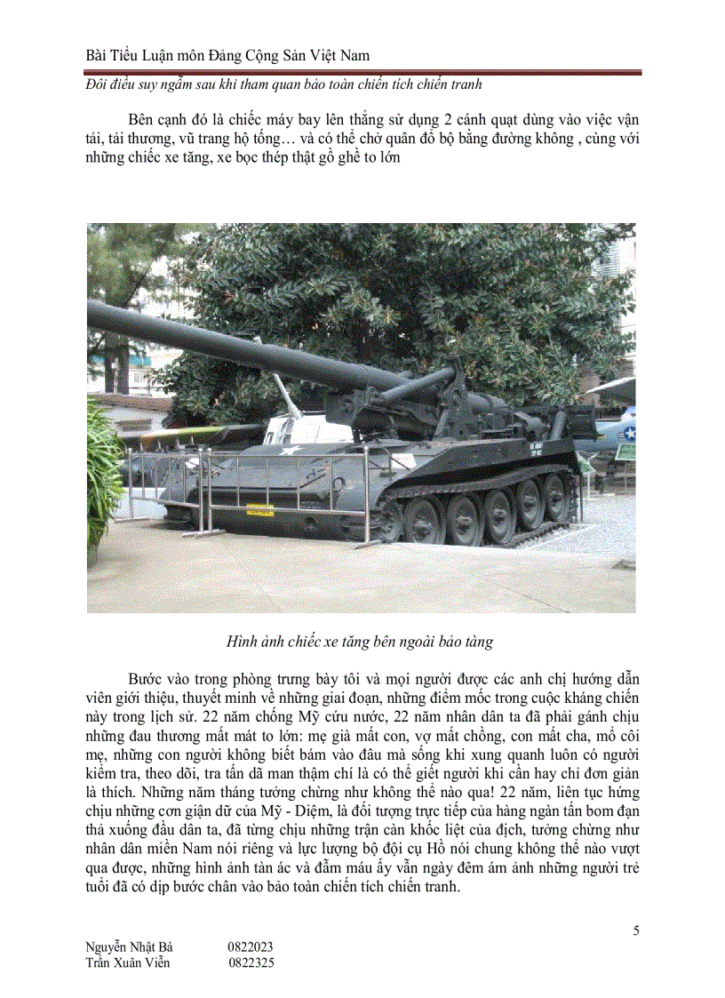 image for page Tiểu luận Bài thu hoạch Sau Khi Tham Quan Bảo Tàng Chiến Tích Chiến Tranh Tp Hồ Chí Minh