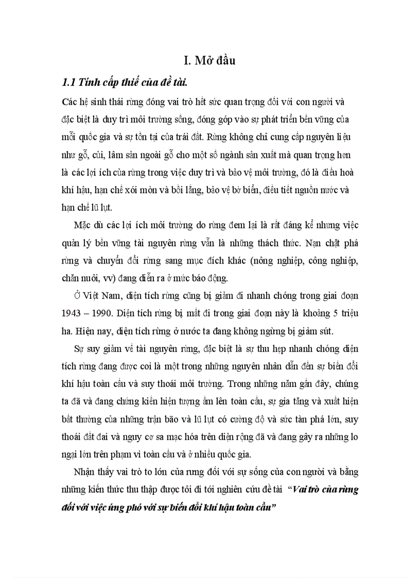 image for page Vai trò của rừng đối với việc ứng phó với sự biến đổi khí hậu toàn cầu