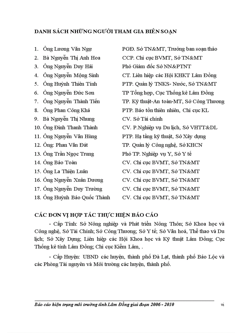 image for page Báo cáo hiện trạng môi trường tỉnh Lâm Đồng 2006 2010