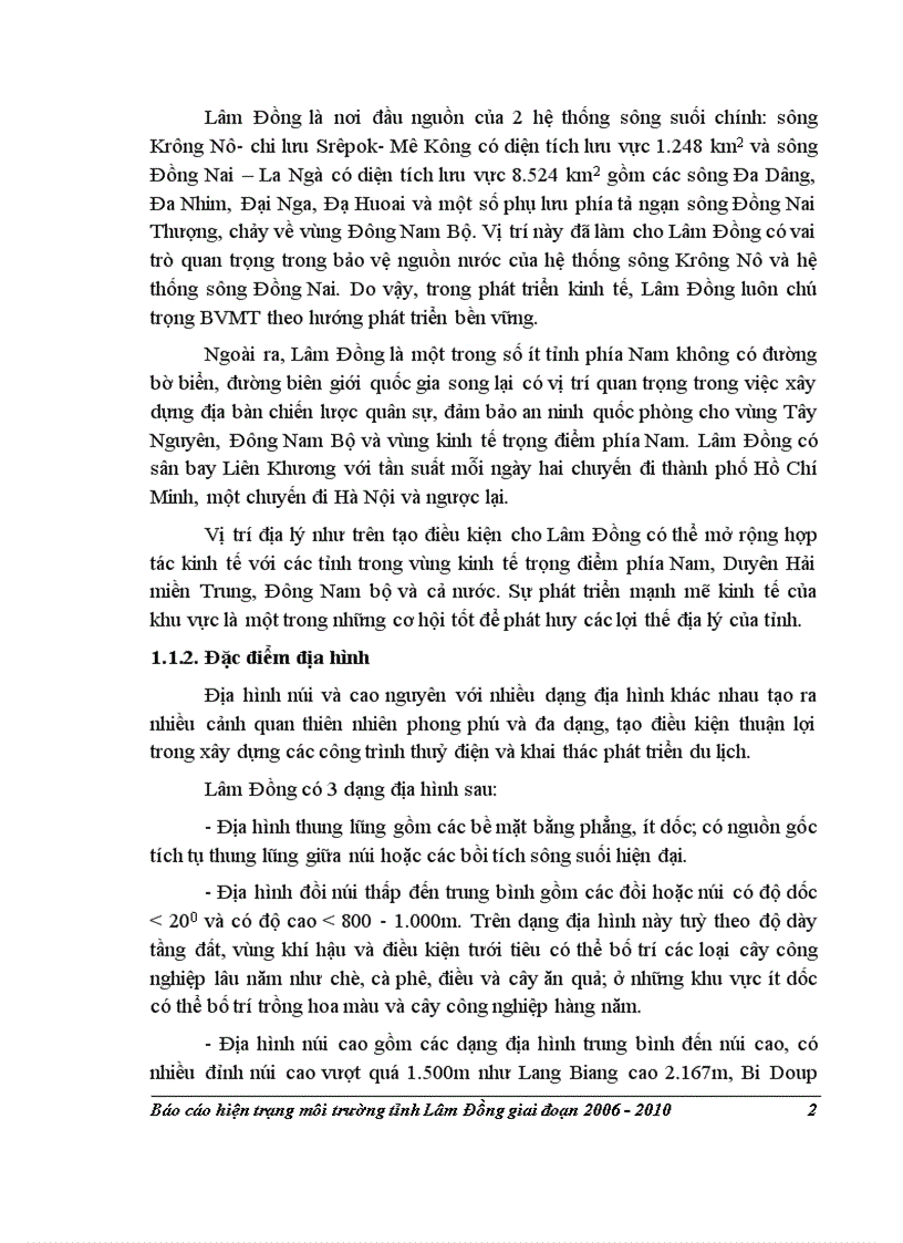 image for page Báo cáo hiện trạng môi trường tỉnh Lâm Đồng 2006 2010