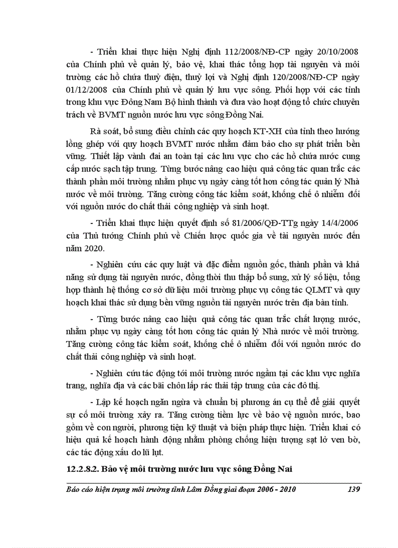 image for page Báo cáo hiện trạng môi trường tỉnh Lâm Đồng 2006 2010