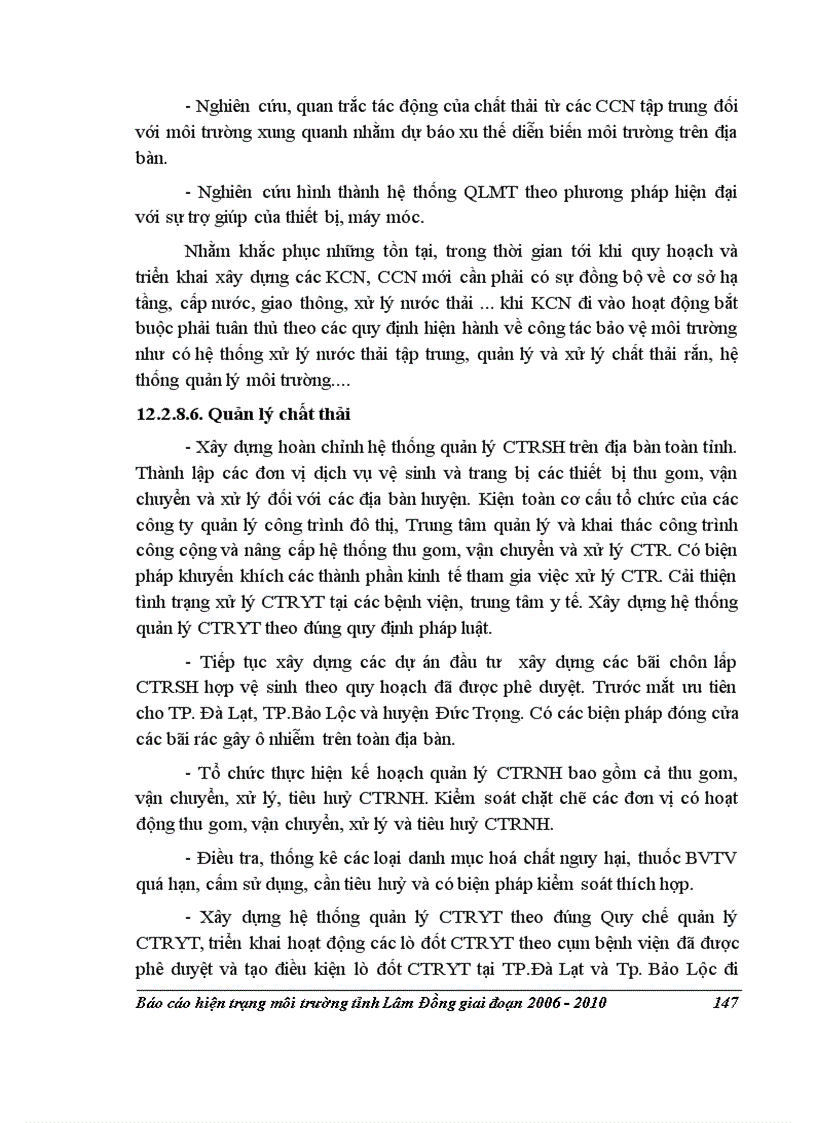 image for page Báo cáo hiện trạng môi trường tỉnh Lâm Đồng 2006 2010