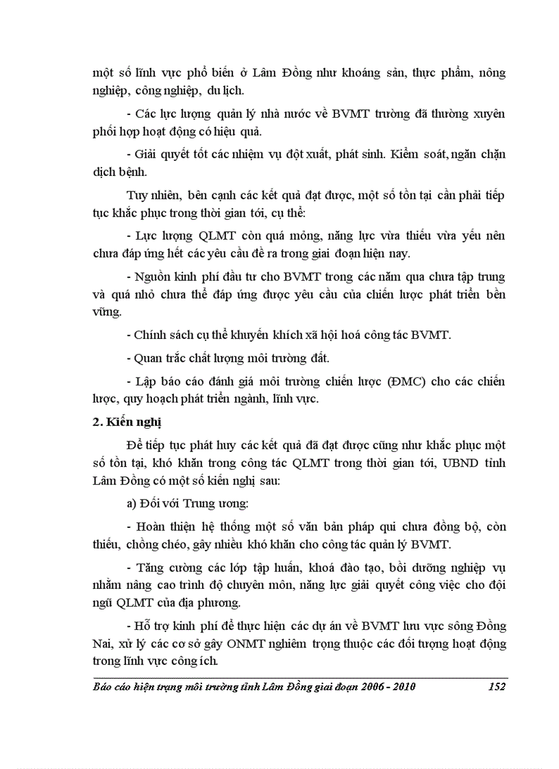 image for page Báo cáo hiện trạng môi trường tỉnh Lâm Đồng 2006 2010