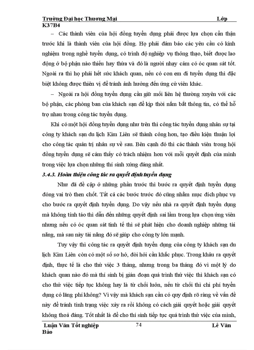 image for page Hoàn thiện công tác tuyển dụng bố trí và sử dụng nhân sự tại công ty khách sạn du lịch Kim Liên