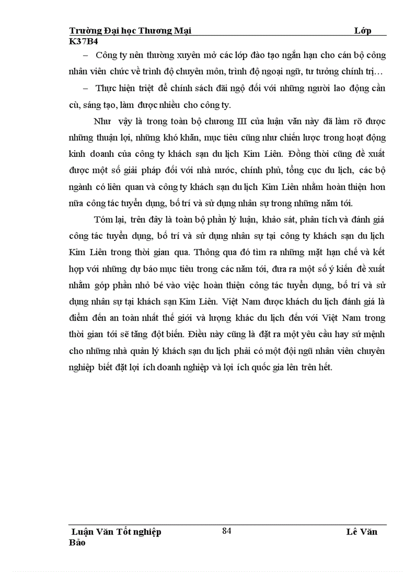 image for page Hoàn thiện công tác tuyển dụng bố trí và sử dụng nhân sự tại công ty khách sạn du lịch Kim Liên