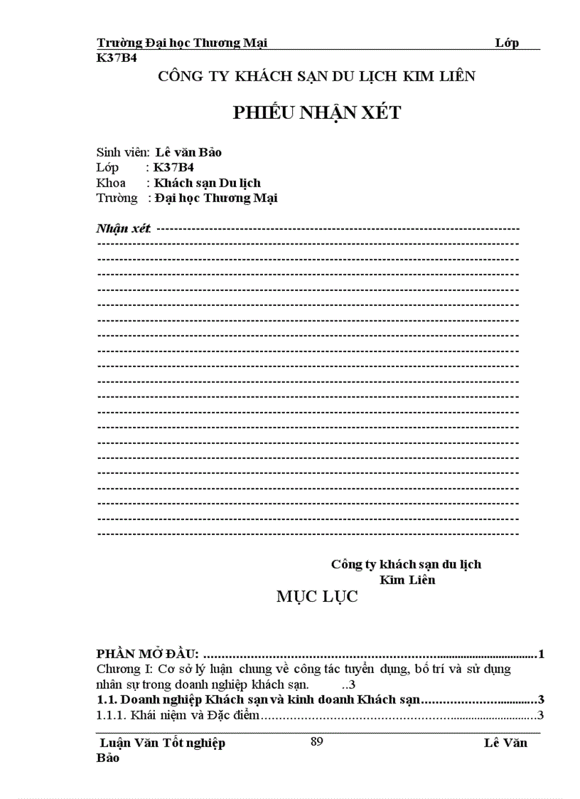 image for page Hoàn thiện công tác tuyển dụng bố trí và sử dụng nhân sự tại công ty khách sạn du lịch Kim Liên