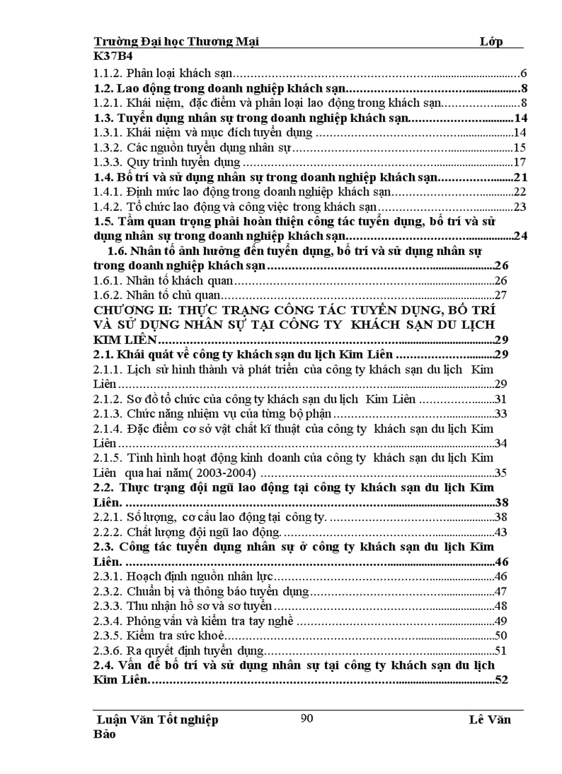 image for page Hoàn thiện công tác tuyển dụng bố trí và sử dụng nhân sự tại công ty khách sạn du lịch Kim Liên
