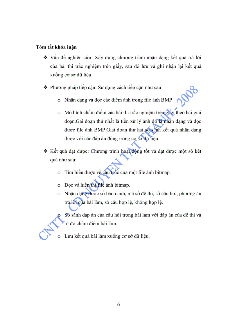 image for page Luận văn Xây dựng phần mềm chấm điểm bài thi trắc nghiệm trên giấy