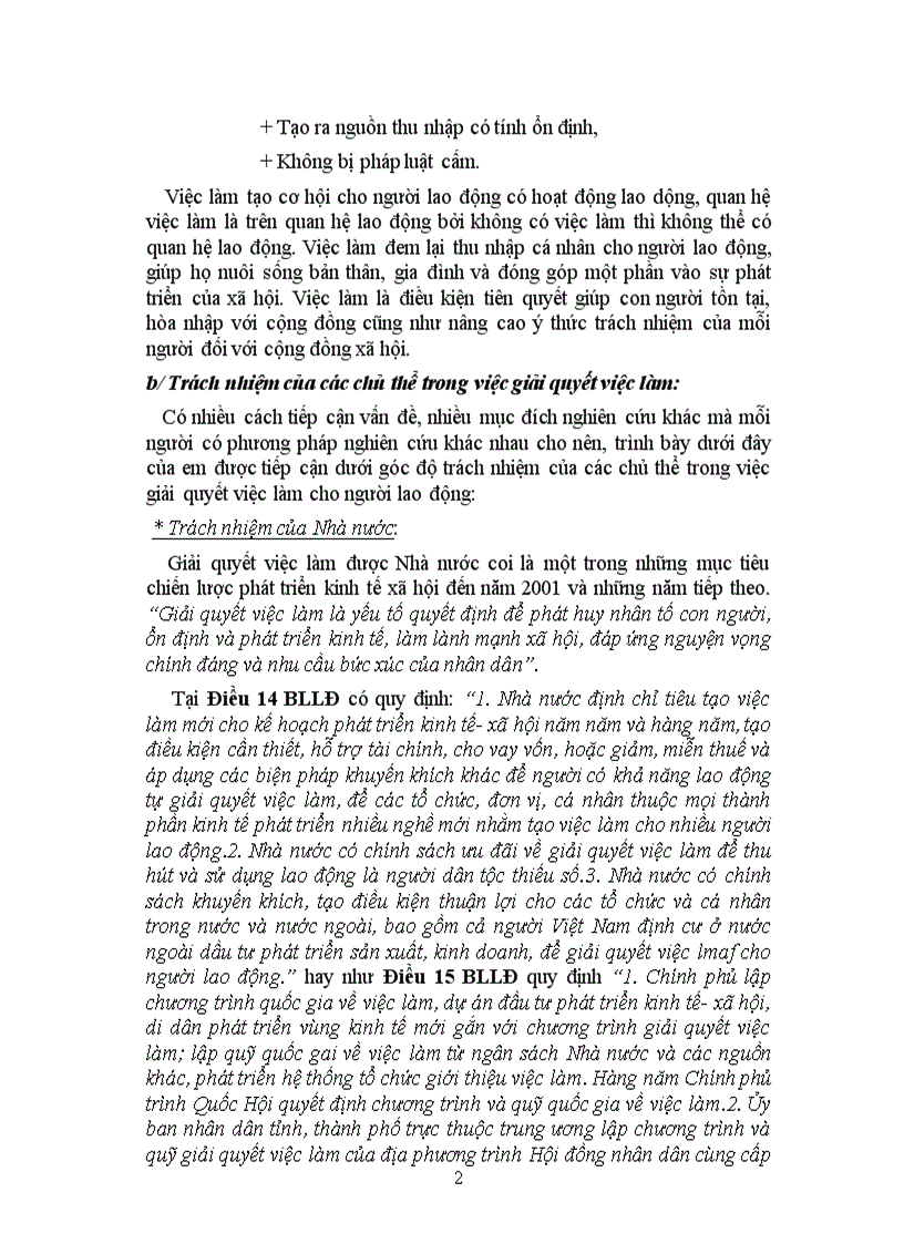Học kỳ lao động đề số 14 Phân tích các biện pháp hỗ trợ và giải quyết việc làm cho người lao động kèm tình huống
