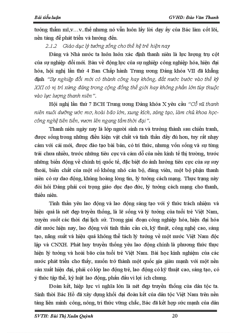 image for page Đề tài tiểu luận nội dung cập nhật hay TƯ TƯỞNG NHÂN VĂN HỒ CHÍ MINH VÀ VẬN DỤNG TƯ TƯỞNG NHÂN VĂN ĐÓ VÀO THỜI KỲ ĐỔI MỚI